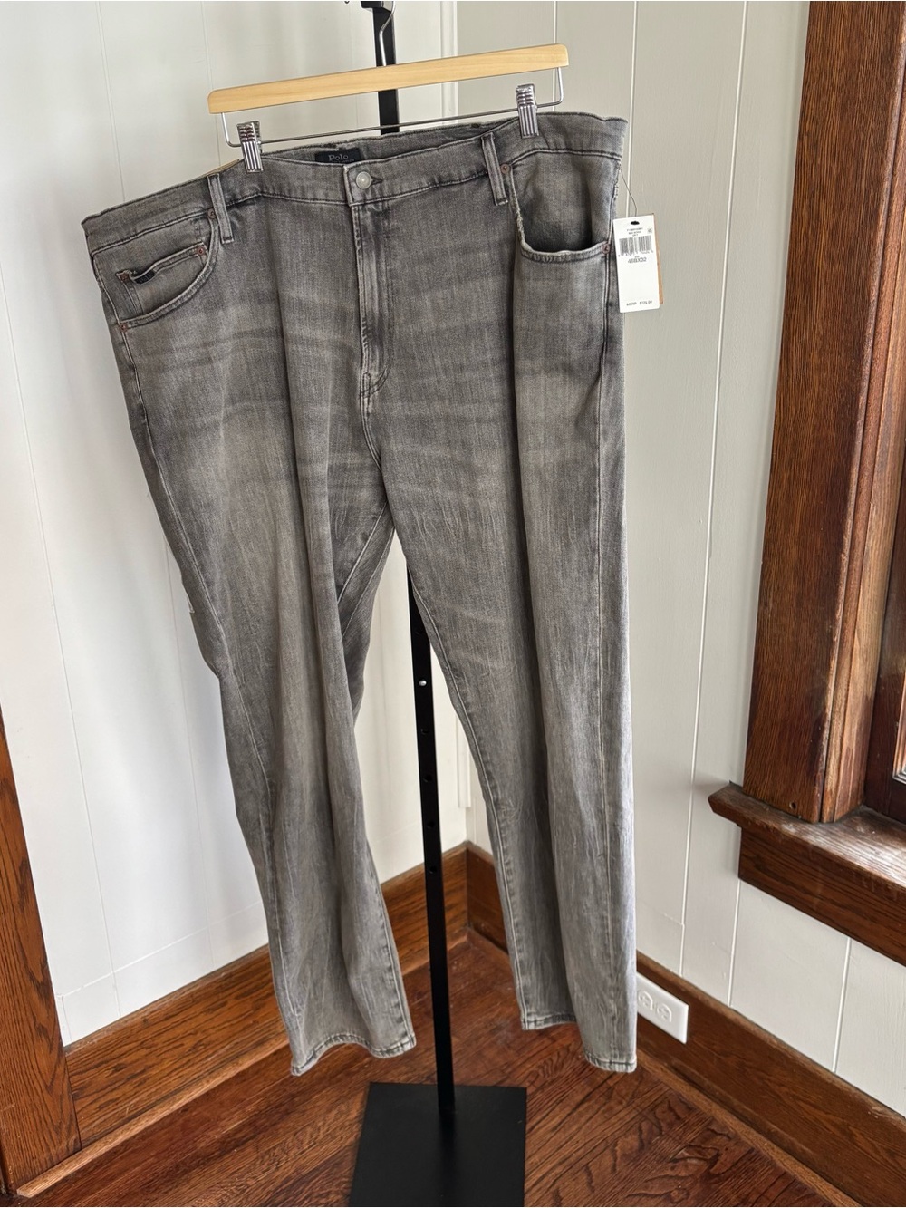 Polo Ralph Lauren Varick Slim Straight Jeans Gray Mens 46B x 32 NWT